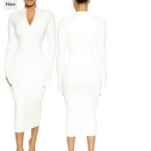 Naked Wardrobe 1/2 zip Long sleeve midi dress